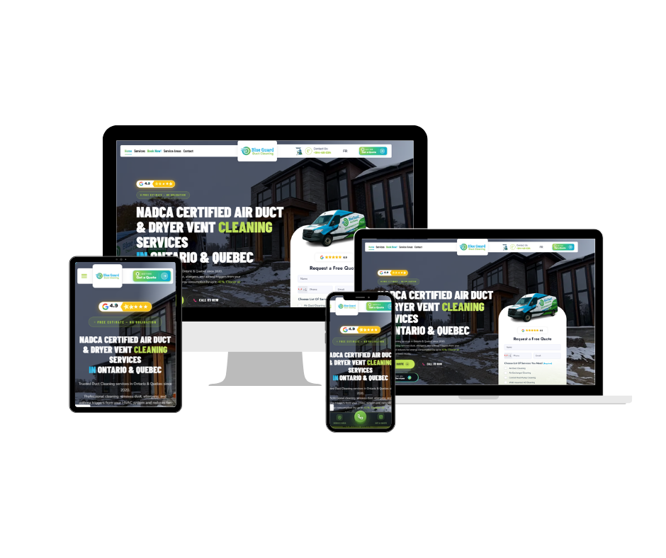 HVAC and air duct cleaning website design by Gleemium Marketing - multi-device homepage layout for a Perth home service business
