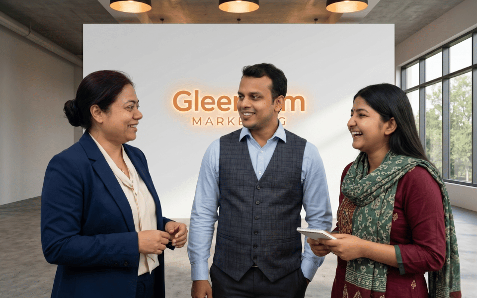 Clarkson SEO services - Gleemium Marketing team meeting to plan a local SEO campaign for a Clarkson family-suburb trade business