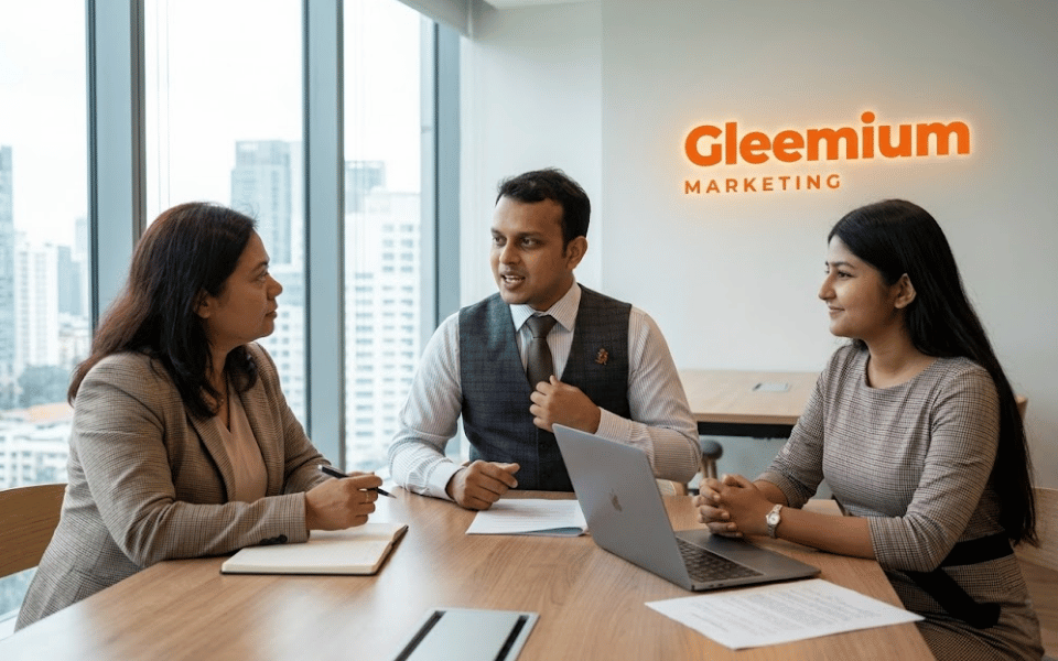 Kwinana local SEO service - Gleemium Marketing team discussing a dual industrial and residential SEO strategy for a Kwinana trade business